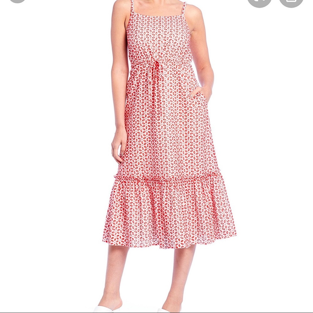Cremieux Red & Ivory Debi Eyelet Sleeveless Ruffle